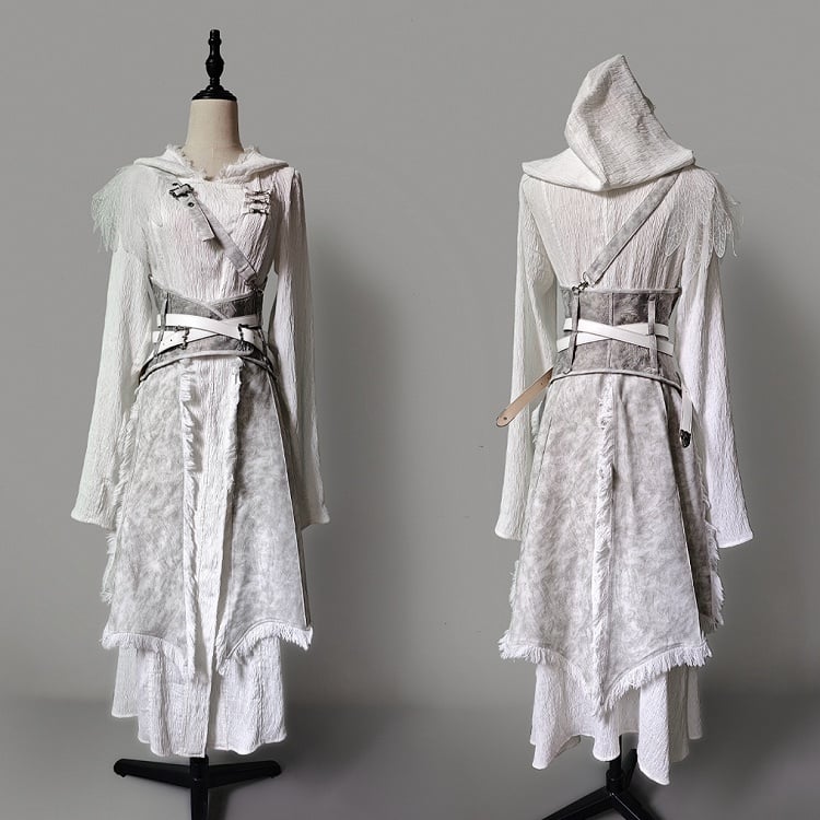 One-Shoulder with Gray Corset Ouji Lolita Strap Tailed Belt Detachable