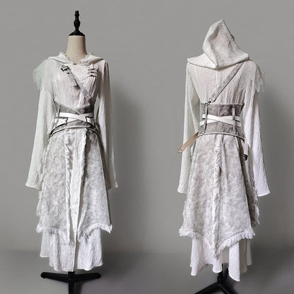 One-Shoulder with Gray Corset Ouji Lolita Strap Tailed Belt Detachable