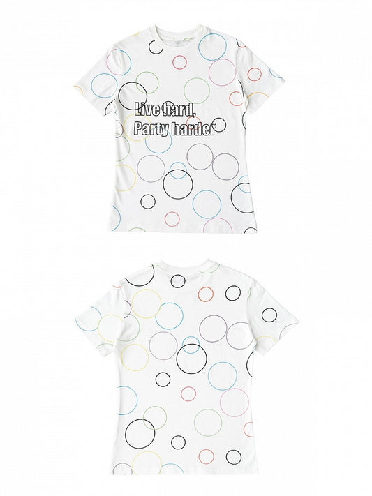 T-shirt blanc ajusté Festival avec motif lettres et cercle - CHAI