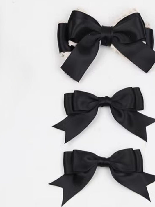Black Lolita Hairclip Bowknot