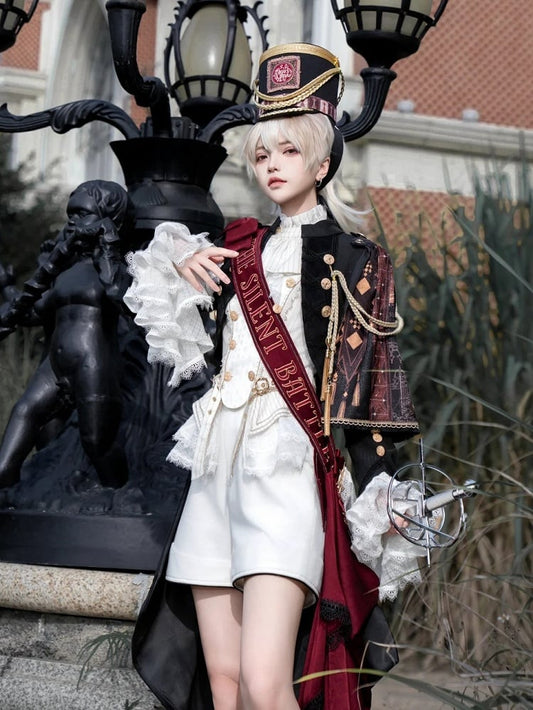 Cape Dark / Blue Detachable Black Red One-shoulder