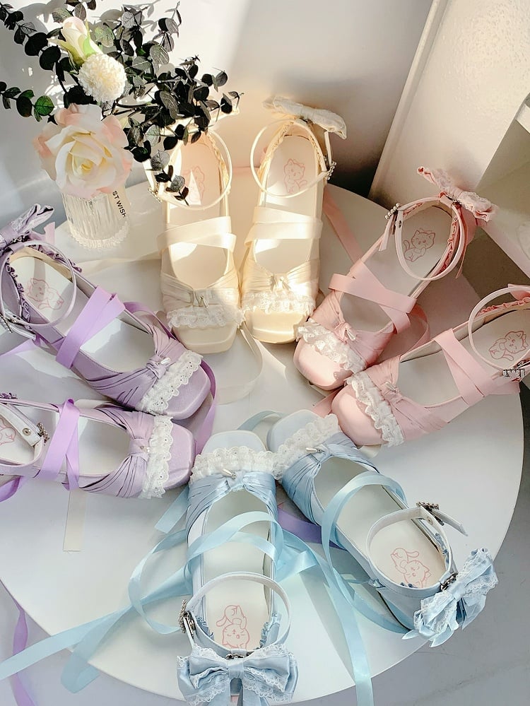 Buckle Lolita Sophisticated at Square Toe Removable Heels Lace-up Ankle - Strap Blue Mid