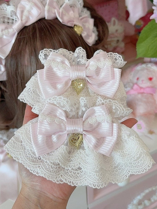 Bowknot Heart Pink Striped Charm Pattern Cuffs Wrist