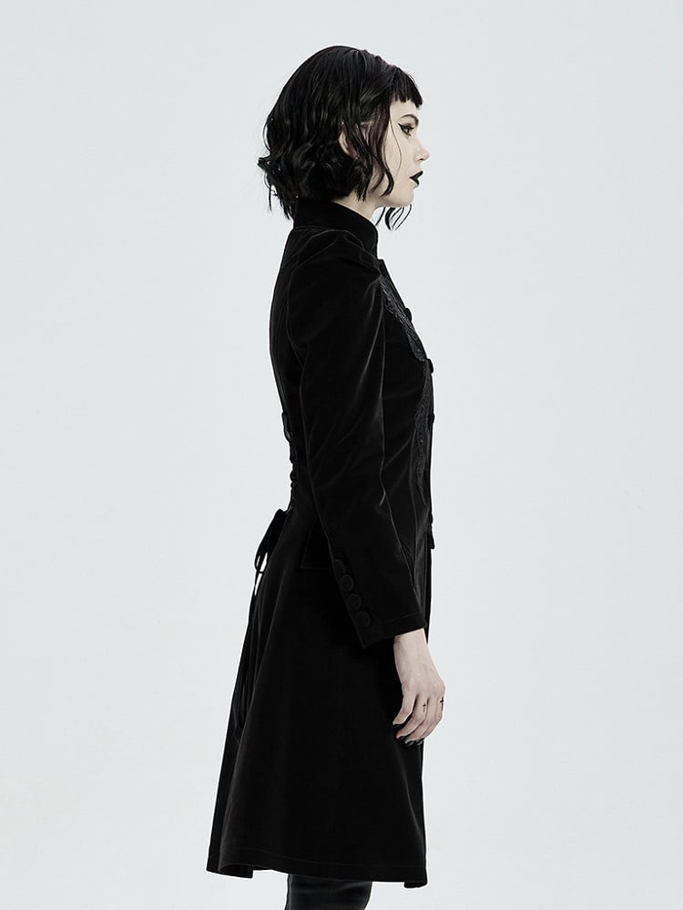 Length Mid Goth Coat Black