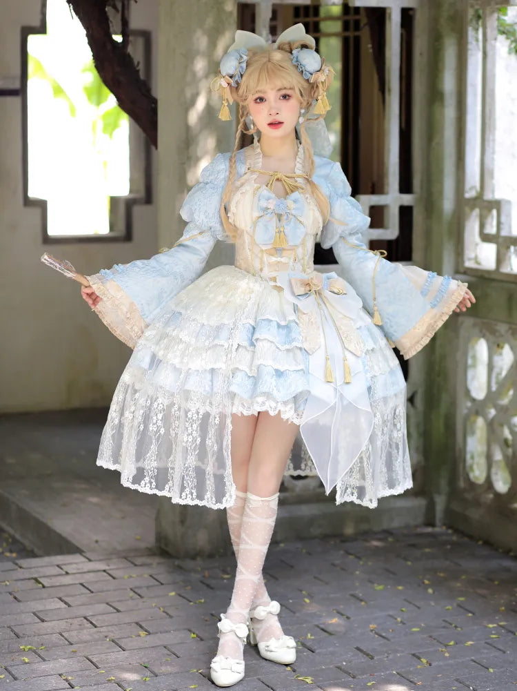 Robes Jacquard Bolero Blue Tassel