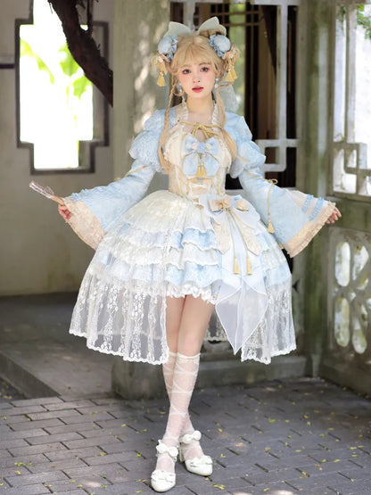 Robes Jacquard Bolero Blue Tassel