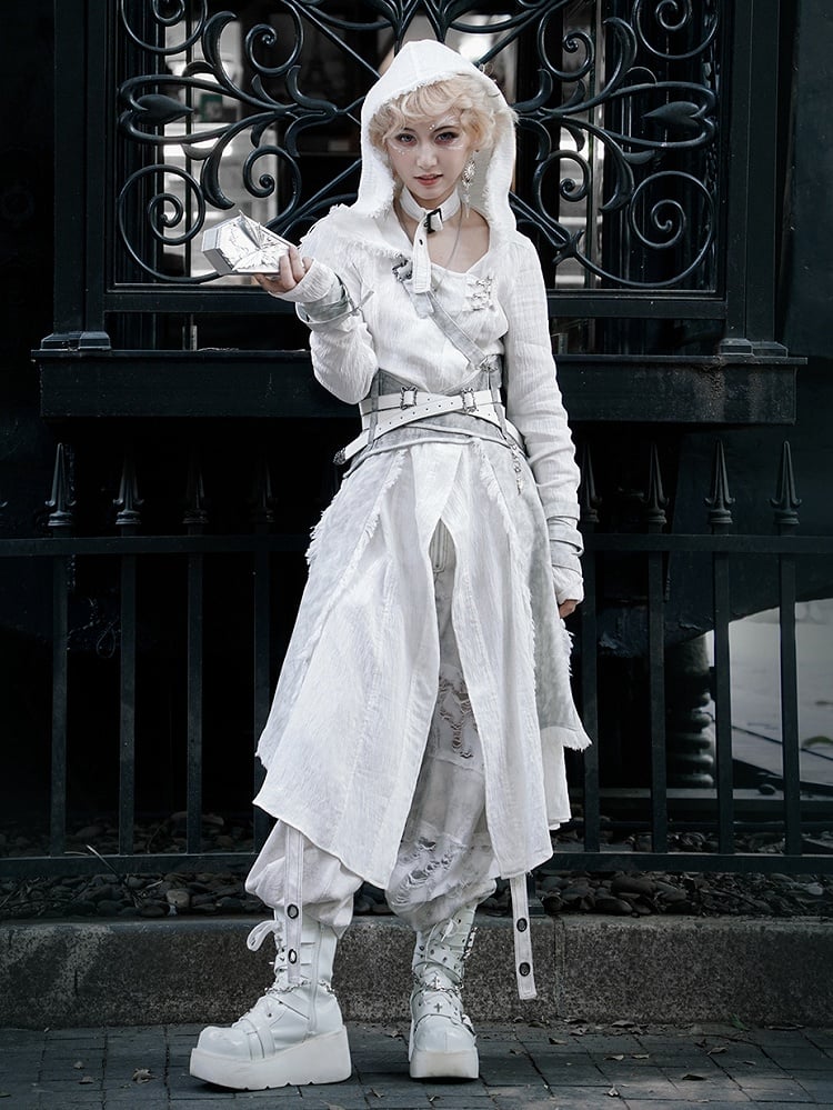 One-Shoulder mit grauem Korsett Ouji Lolita Strap Tailed Belt Abnehmbar
