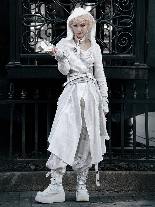Hooded White Lolita Ouji Coat Gothic