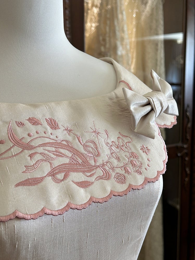 the Pink Lolita Embroidery Beige Classic with Elegant Valley of Lily Dress
