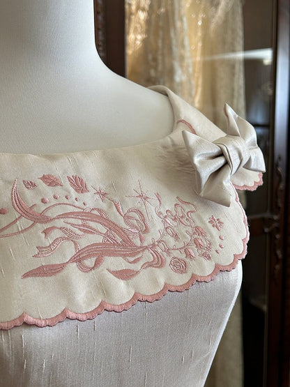 the Pink Lolita Embroidery Beige Classic with Elegant Valley of Lily Dress