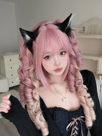 Pink Ombre 35cm Bangs Wig with 46cm Twin Tails - Alice Garden
