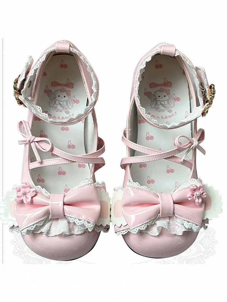 Pink Cherry Blossom Bunny Lolita Shoes with Unique Heel - Cherry Bunny