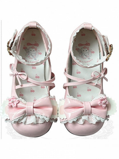 Pink Cherry Blossom Bunny Lolita Shoes with Unique Heel - Cherry Bunny