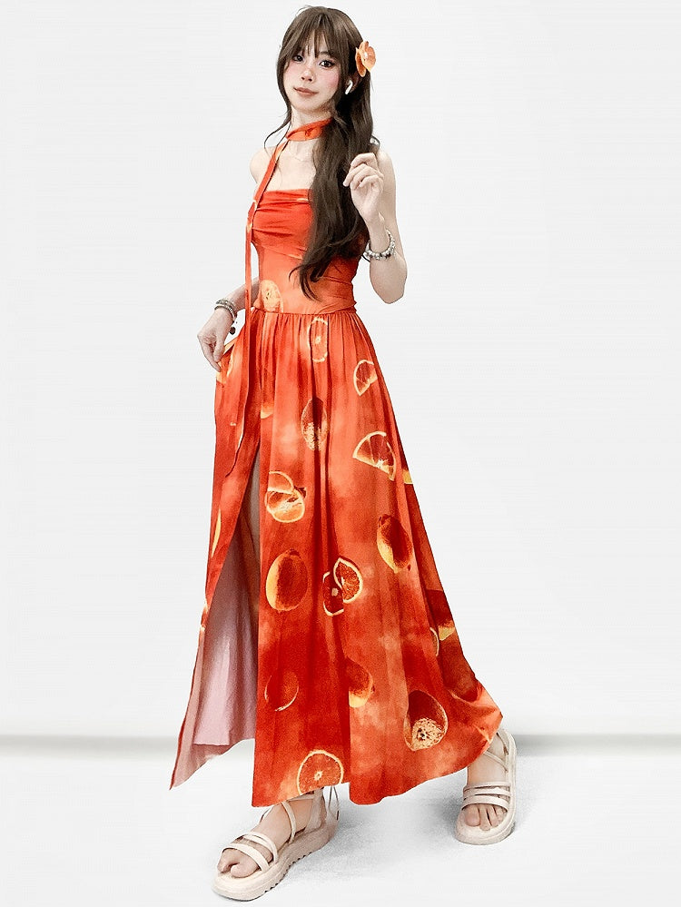 Holiday Orange Tube Sacrrum Kleid mit