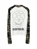 White Skull Print Camo Long Sleeve Punk Top - DETW OnLine