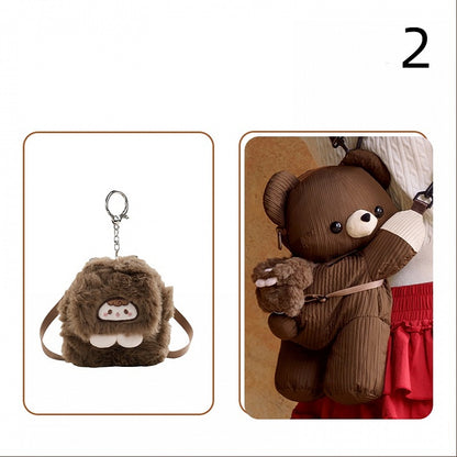 Bag Size Bear Plus Cute Brown Backpack/Crossbody