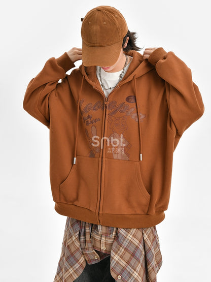 Zootopia Judy und Nick Print Brauner Reißverschluss-Hoodie