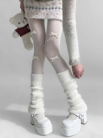 4 Plush Colors Warmers Leg Knitted