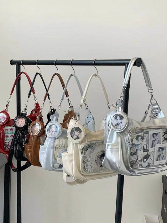 Shoulder Crossbody / Convertible Colors Bag with Badge 7 Charm Strap Ita