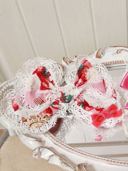 Options Lolita 2 Bowknot Color Sweet Strawberry Pattern Hairclip