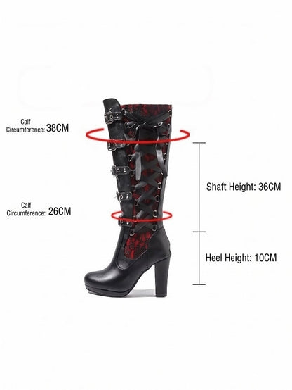 Gothic Lace-up Buckle High Boots - September