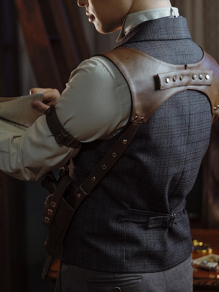 PU Shoulder Harness Holster Coffee Steampunk Adjustable