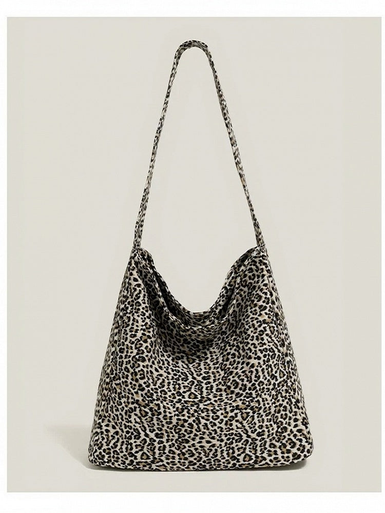 Bag Crossbody Print Gray Leopard Shoulder Canvas