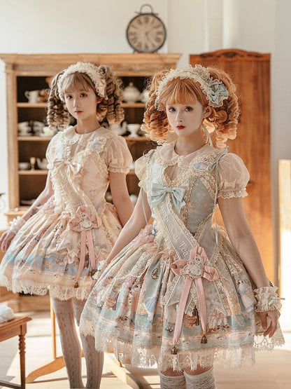 / Beige Blue Pink Hairband Mint