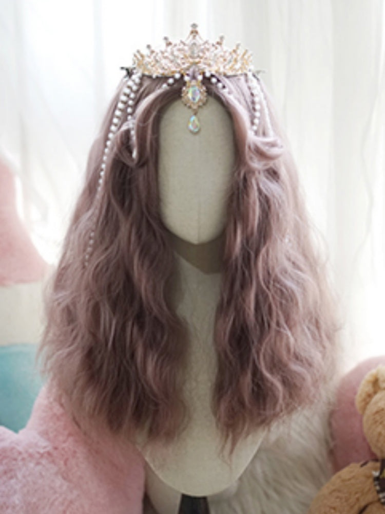 Hellviolette lange gewellte Perücke