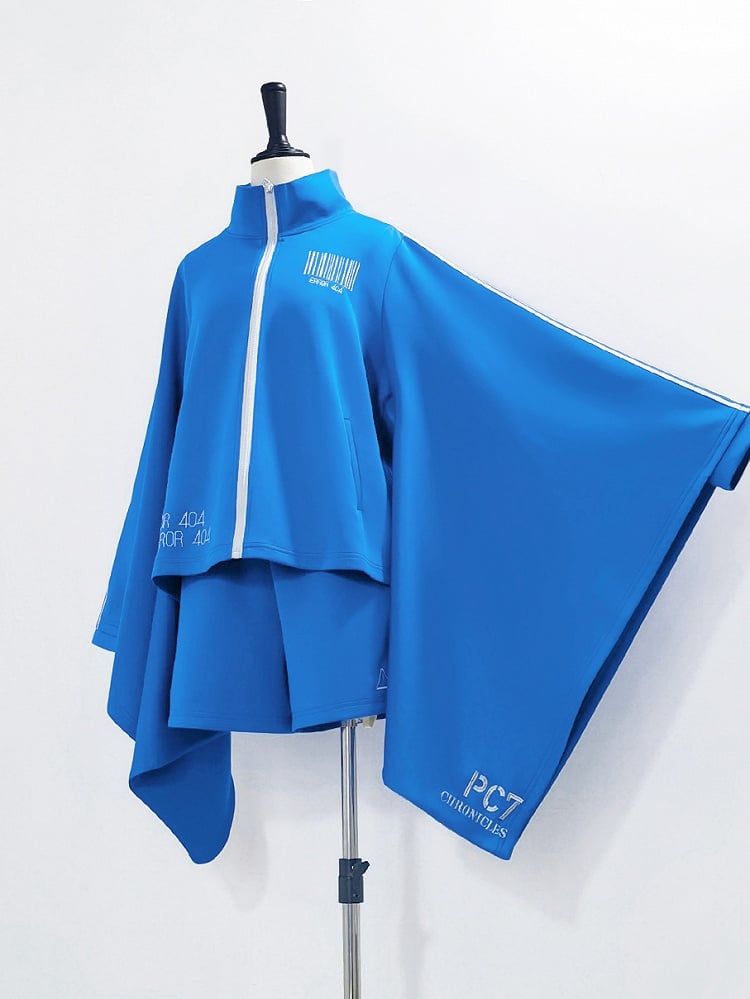 Lolita with Wide Ouji Sleeves Techwear Blue Sporty Jacket Cyberpunk