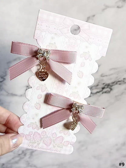 9 Kei Charm Bowknot Options Color Heart Hairclip Jirai