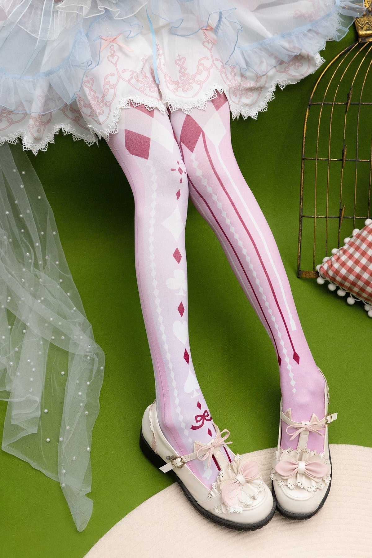 Playing Card Print Patterned Tights
