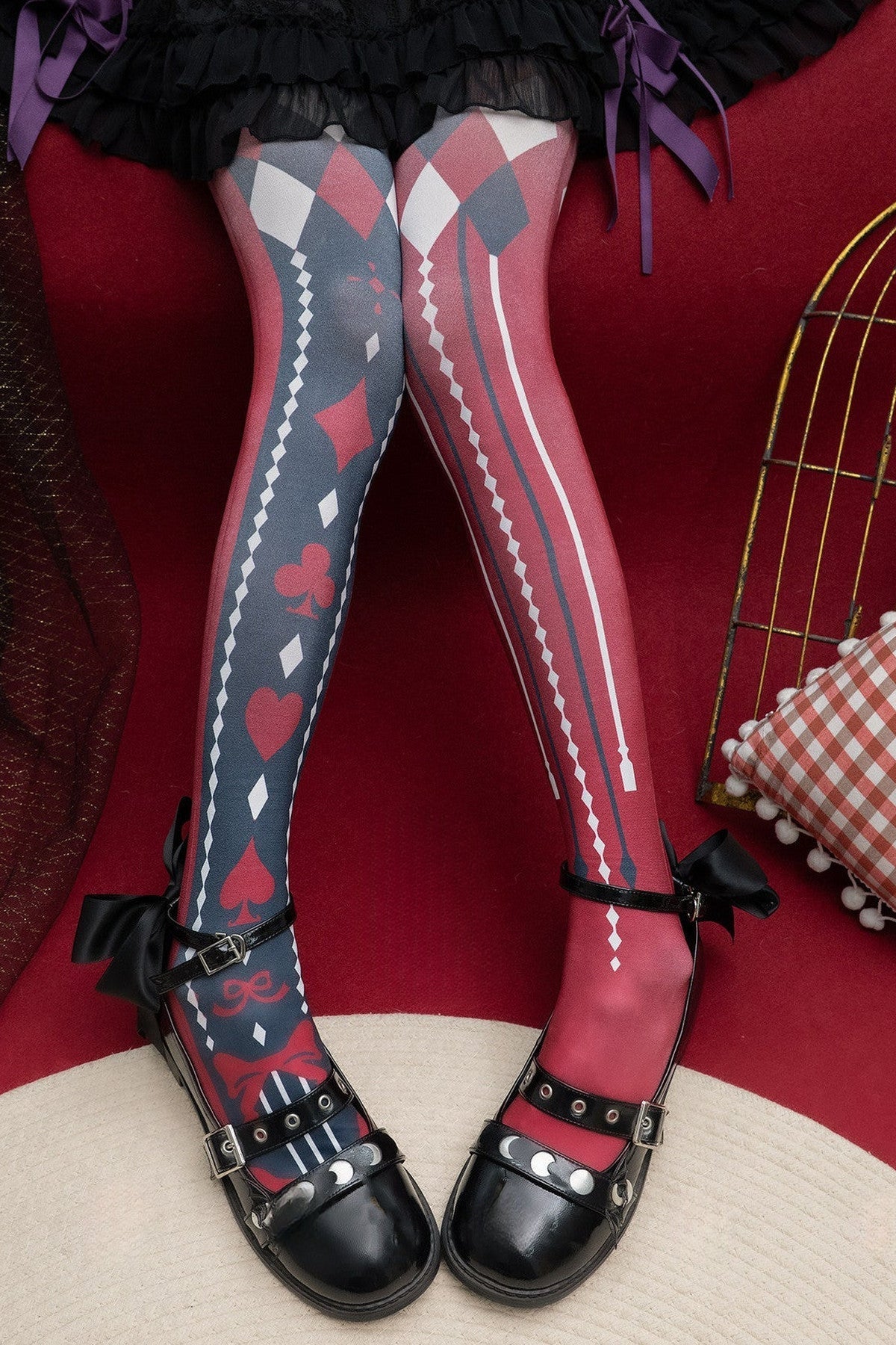 Playing Card Print Patterned Tights