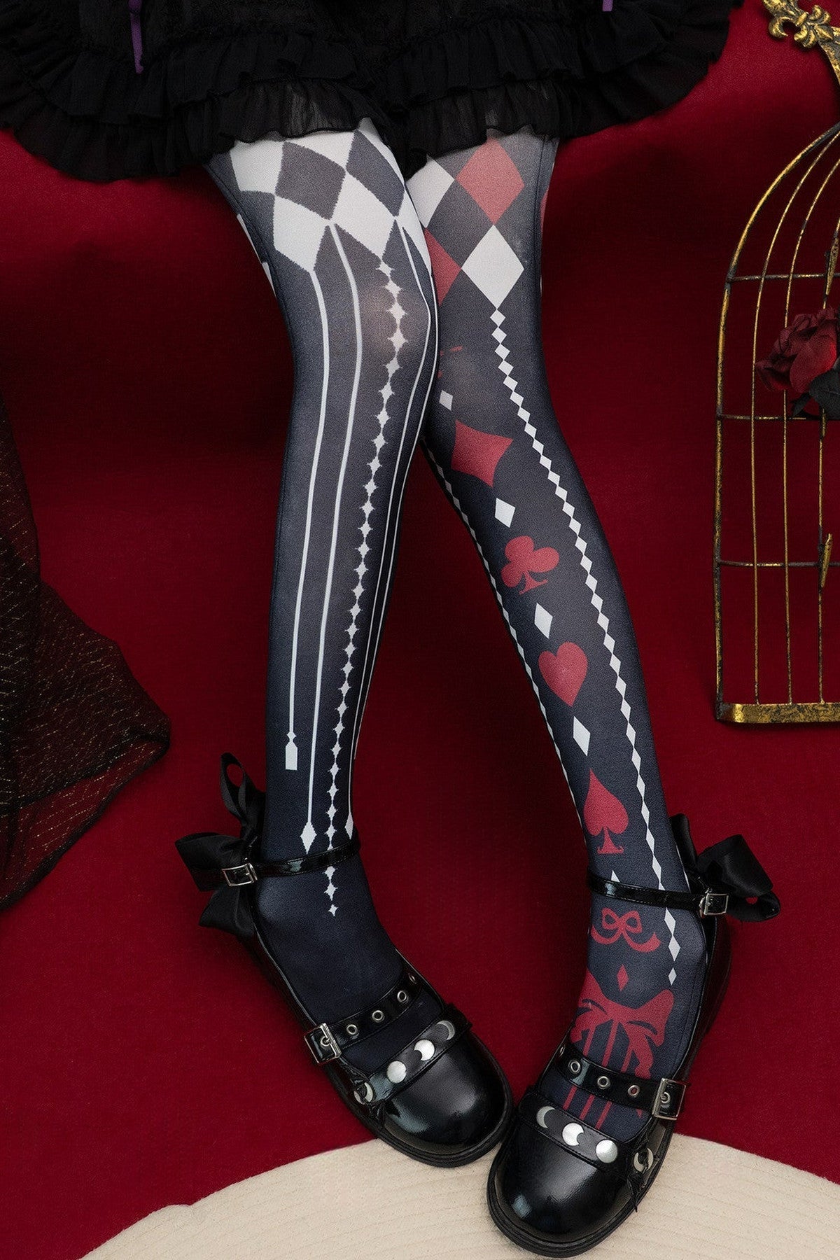 Playing Card Print Patterned Tights