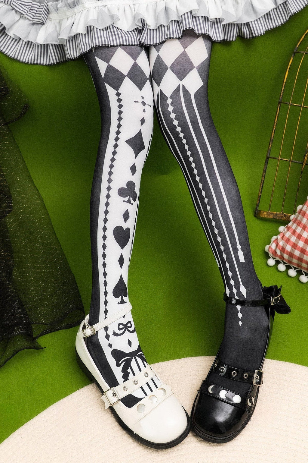 Playing Card Print Patterned Tights