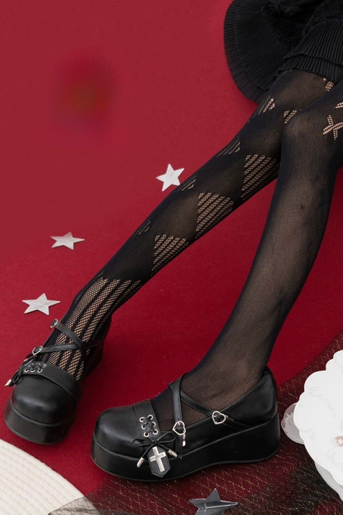 Dark Queen Lace-Up Detailed Tights
