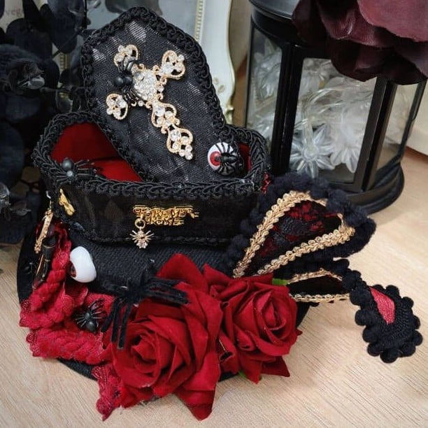 Ears Cross Rhinestone Mini Goth Pastel Hat 3 Decorated Color Options Bunny