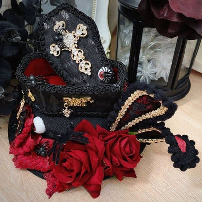 Ears Cross Rhinestone Mini Goth Pastel Hat 3 Decorated Color Options Bunny