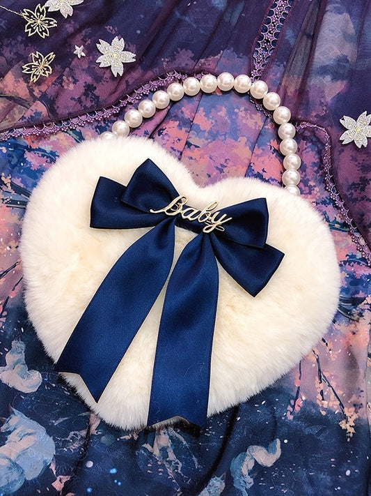 Bowknot Bag Heart-Shaped Bead – Plush with Hand Handle Options and Color Lolita 11