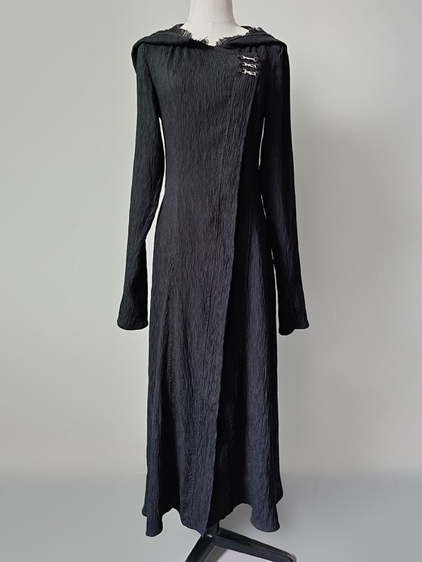 Gothic Lolita Ouji Mantel in Schwarz mit Kapuze