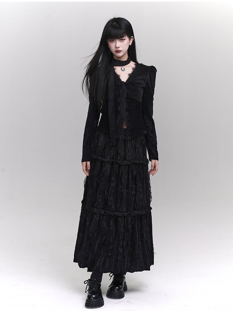 ゴシックブラックアンクル丈スカート