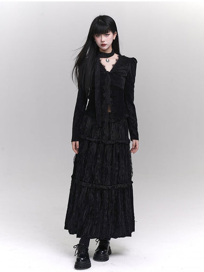 ゴシックブラックアンクル丈スカート