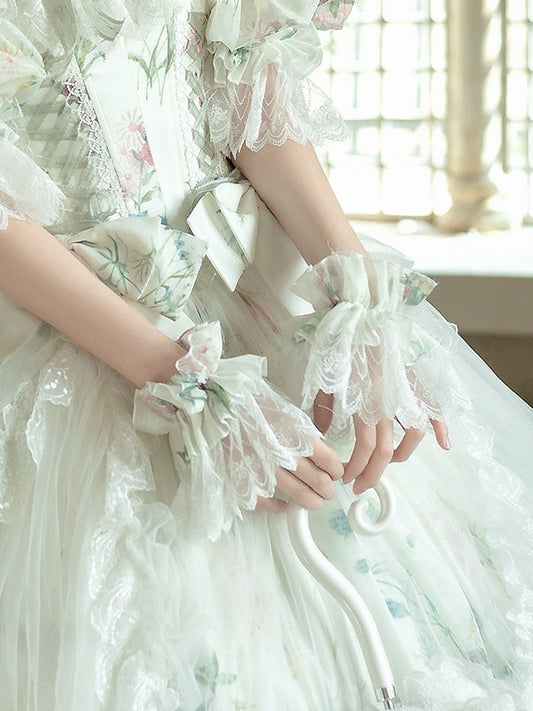 White Lolita Lace Wrist Cuffs - Sleepless Star
