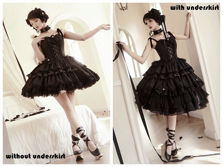 Black Underskirt Petticoat - Golden Koi Forest