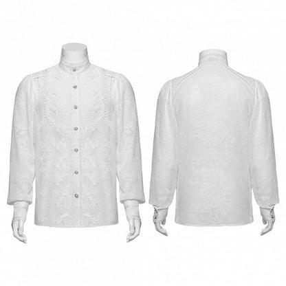 White Men's Romantic Shirt Chiffon