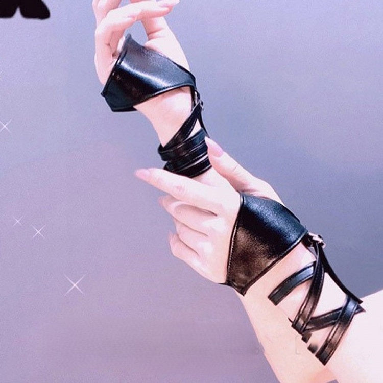 Straps Half Gloves Palm Black With