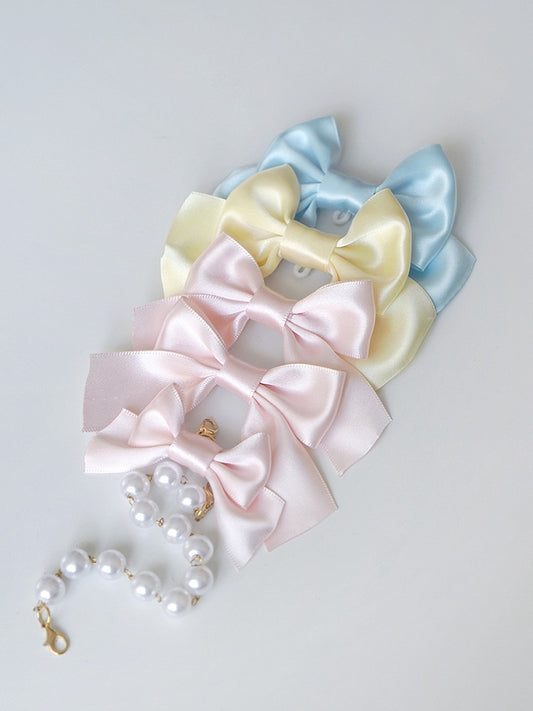 Weiß / Schwarz / Rosa / Blau / Rot / Gelbe Schleifenbrosche