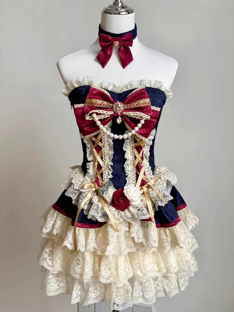 Snow White Strapless Princess Corset Top / Creamy Lace Bloomers