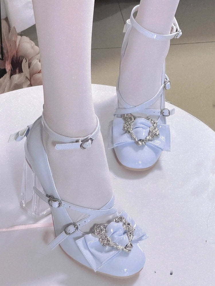 Janes Design Blue Transparent Heel Mary Crisscross with