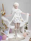 Weiße Shorts Bloomer Shirt All Prince Lolita High - Set Outfit Cape + Taille Full Ouji Kurze Ärmel